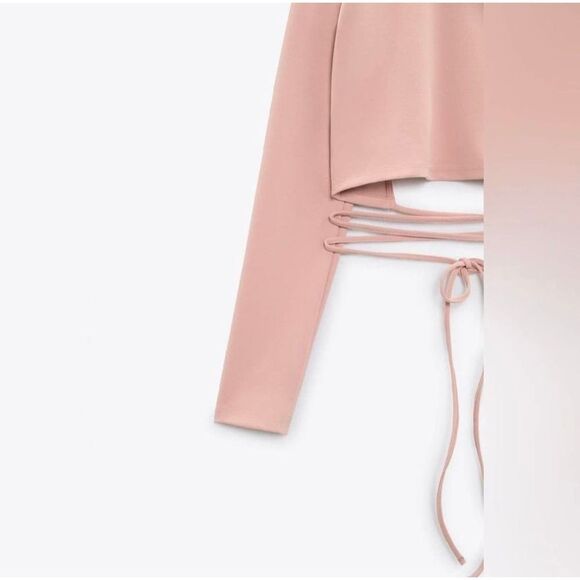 Zara EUC Open Back Top With Ties Pink Cropped Size XS - Picture 5 of 10